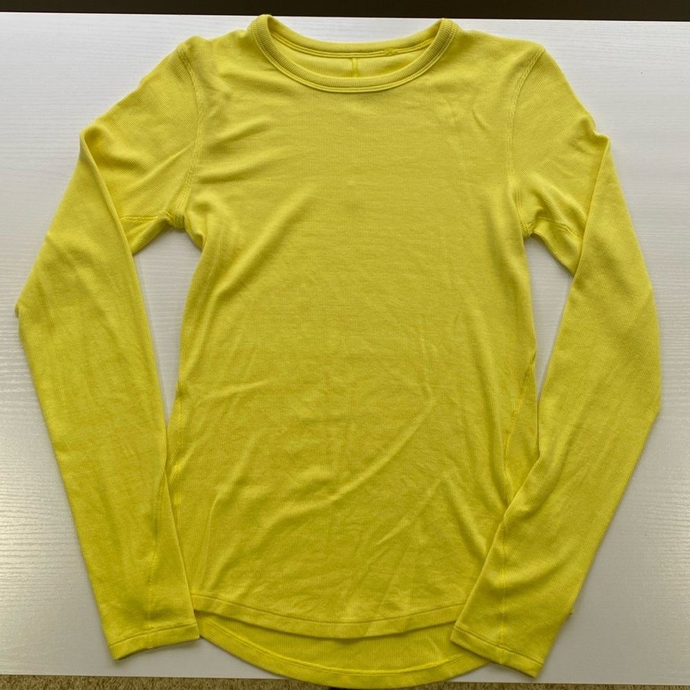 Lululemon Hold Tight long sleeve; bright yellow; size 4